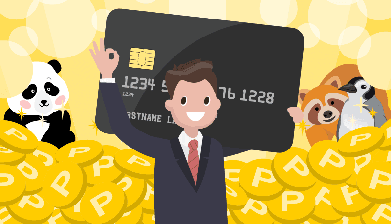 クレジットカードを使用すればポイントがたまることを表したイラスト画像