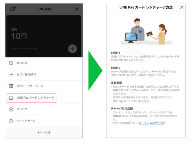 チャージ方法について説明している画像