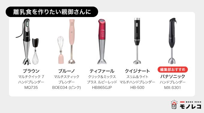 離乳食に向いているブレンダー一覧の画像