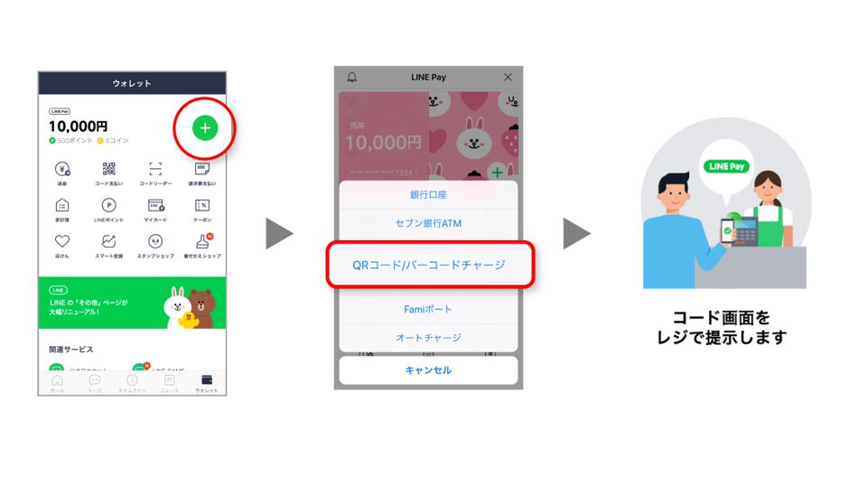 QRコード(バーコード)のチャージ