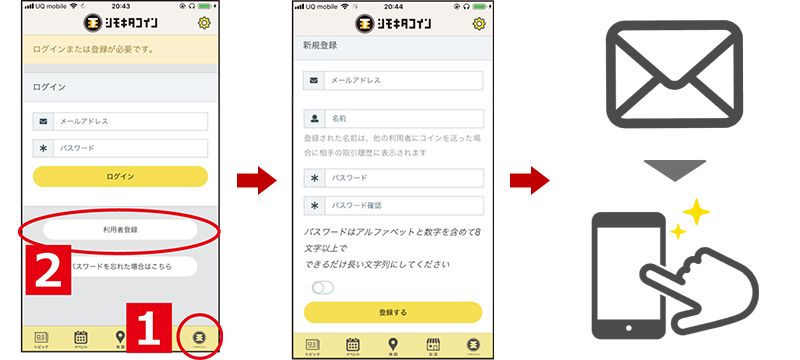 シモキタコイン登録方法