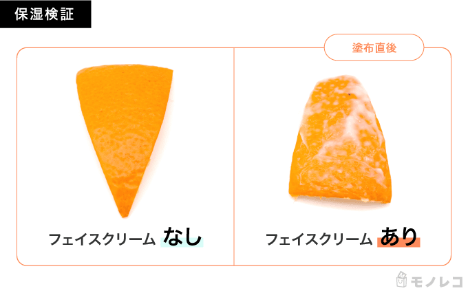 みかんの皮にフェイスクリームを塗った直後の画像
