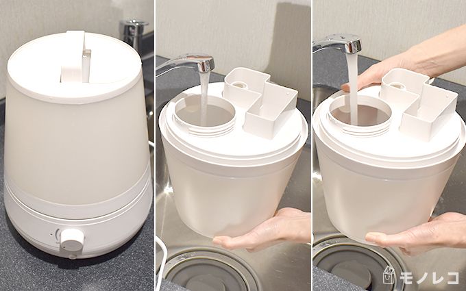 ±0(プラスマイナスゼロ)超音波式加湿器XQE-C011の加湿器の給水画像