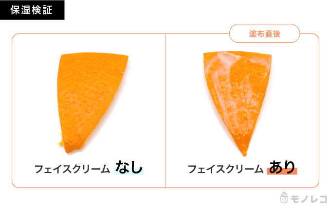 みかんの皮にフェイスクリームを塗布直後の画像