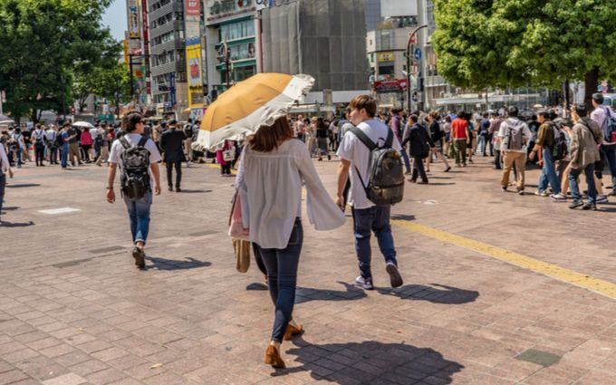 日傘を使用している女性の画像