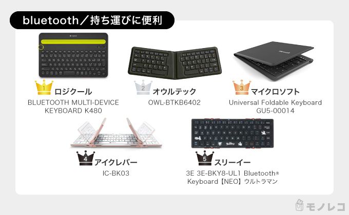 キーボードおすすめ一覧【bluetooth/持ち運びに便利】