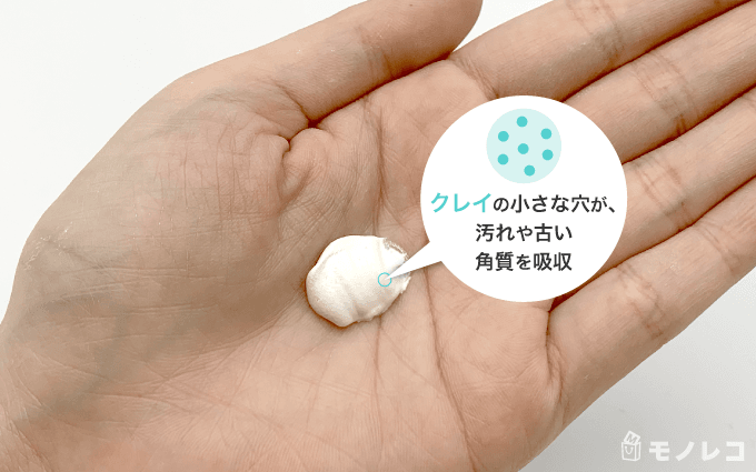 ル・ソイル ホワイトクレイサボンマスクのクレイの仕組みを説明する画像