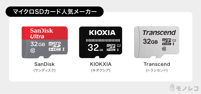マイクロSDカードの代表的なメーカー一覧の画像