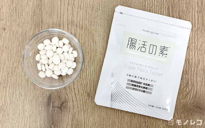 腸活の素のパッケージとタブレットの写真