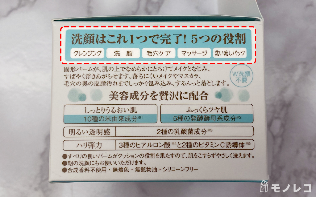 5つの機能記載のパッケージの画像
