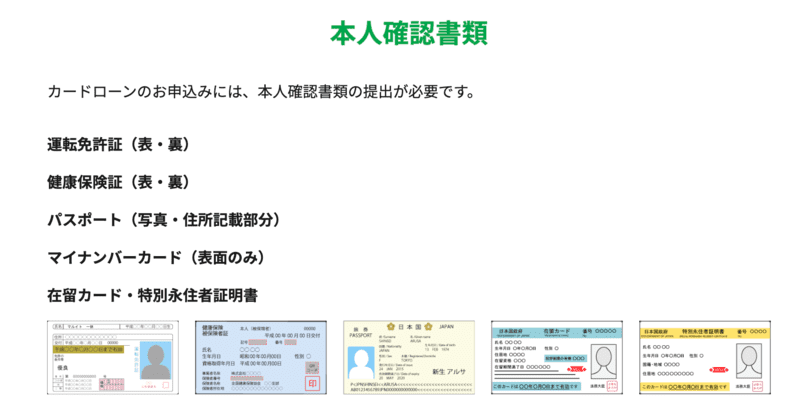 本人確認書類の一覧