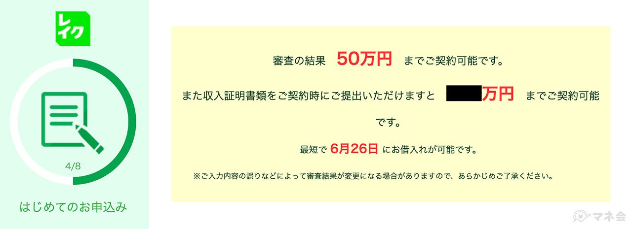 レイクの審査結果